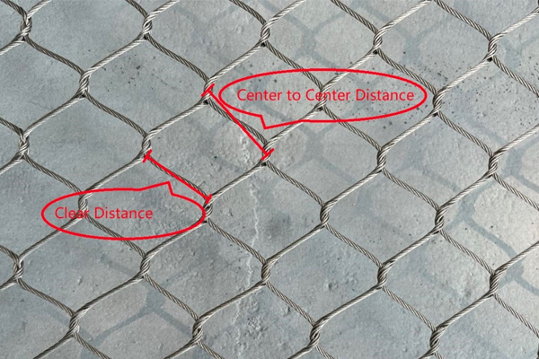 La medición de la malla de cable de acero inoxidable tejida a mano